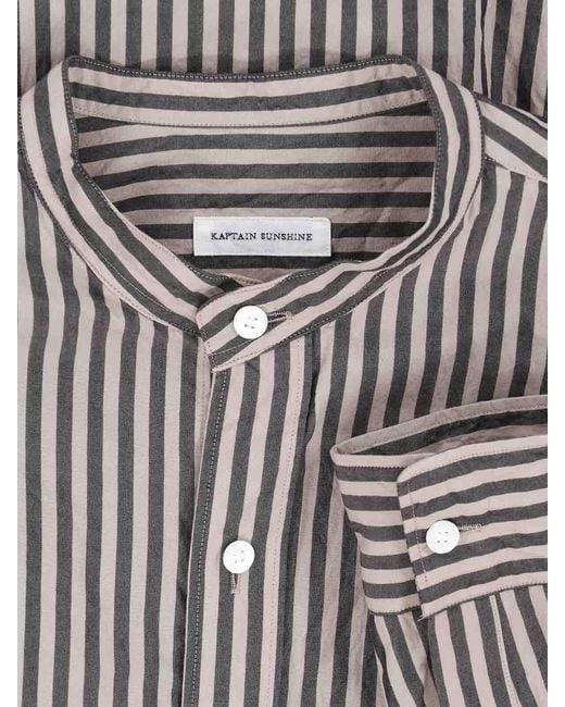 Kaptain Sunshine Gray Striped Shirt for men