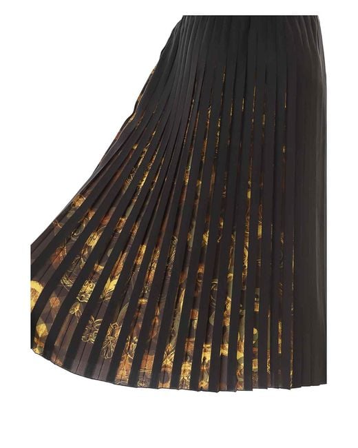 Versace Jeans Black Printed Plisse Twill Skirt