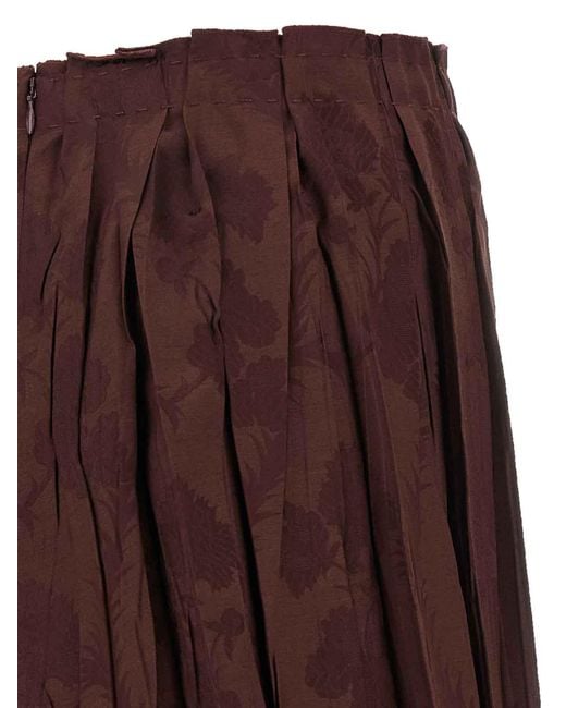 Etro Brown Jacquard Floral Patterned Skirt