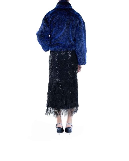 Just Cavalli Blue Fur Coat