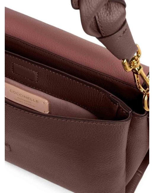 Coccinelle Brown Handbag Double Grainy Leather