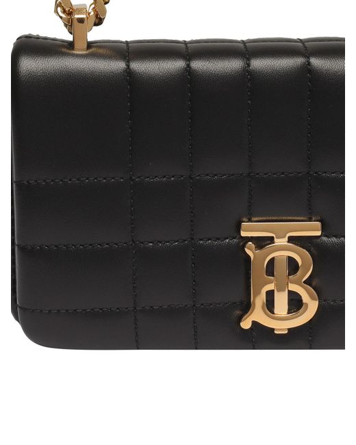 Burberry Black Quilted Leather Bag With Plaque Logo