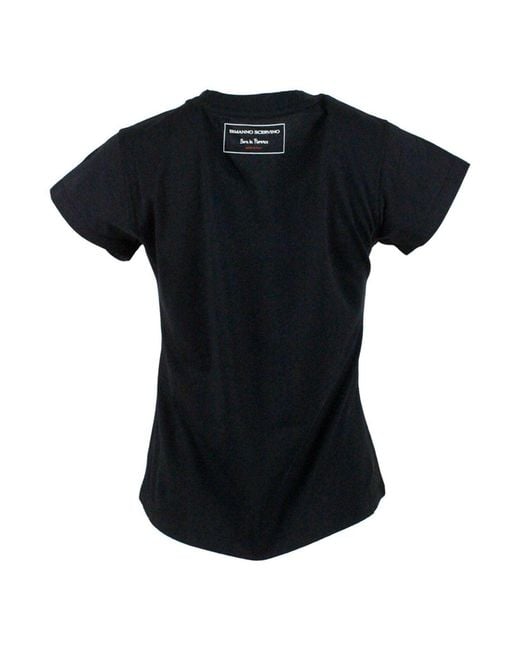 Ermanno Scervino Black Rhinestones T-Shirt