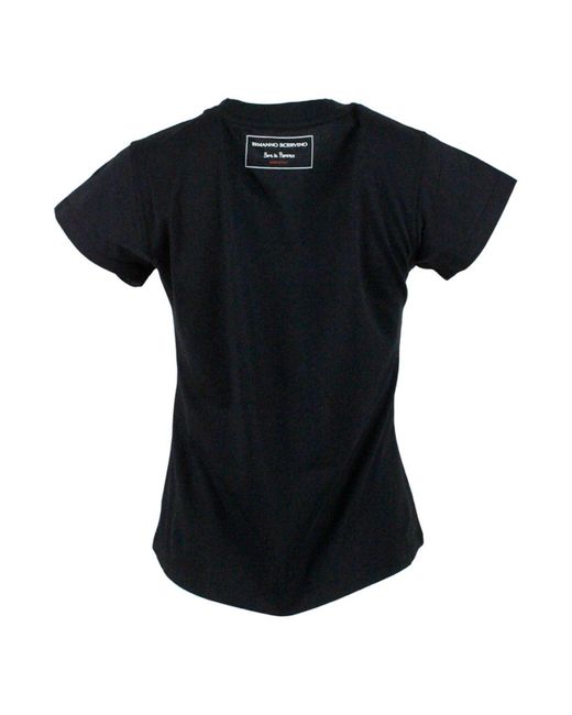 Ermanno Scervino Black Rhinestones T-shirt In