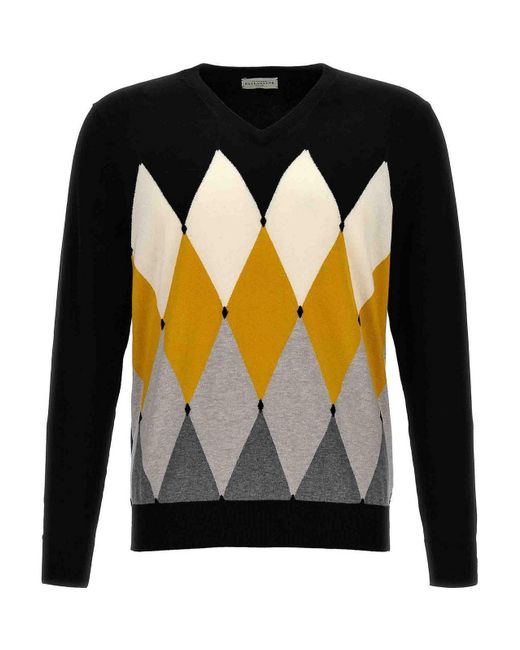 Ballantyne Black Argyle Sweater for men