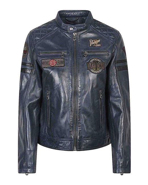 Daytona 73 Blue Walkora Leather Moto Jacket