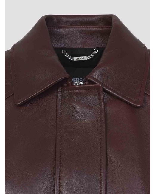 Versace Brown Bufalo Leather Blouson