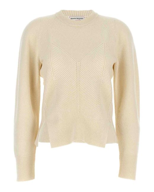 Maglione Con Corsetto Chevron di Alexander McQueen in Natural