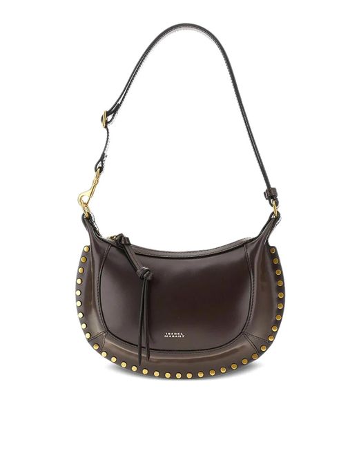 Isabel Marant Brown Oskan Moon Studded Shoulder Bag