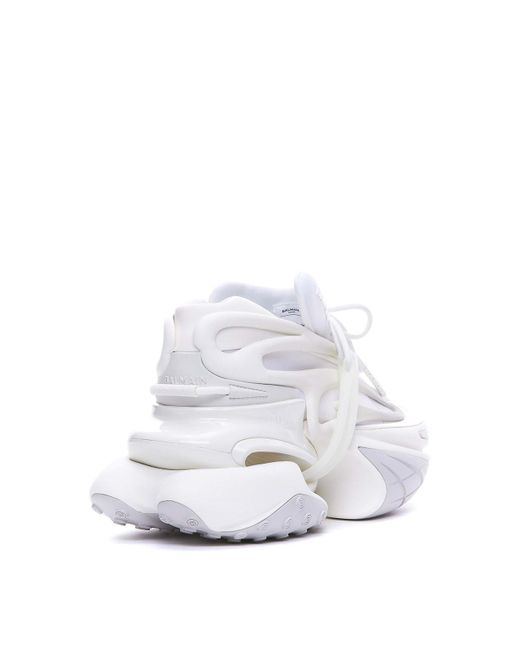Balmain White Leather Unicorn Runner Sneakers for men