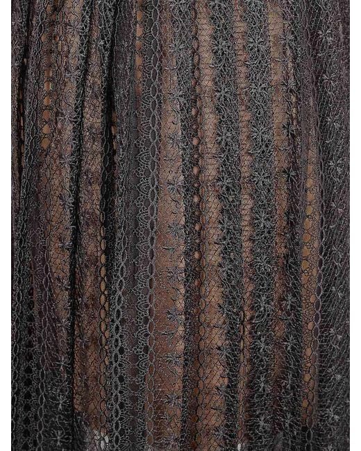 Self-Portrait Gray Organza Lace Midi Skirt