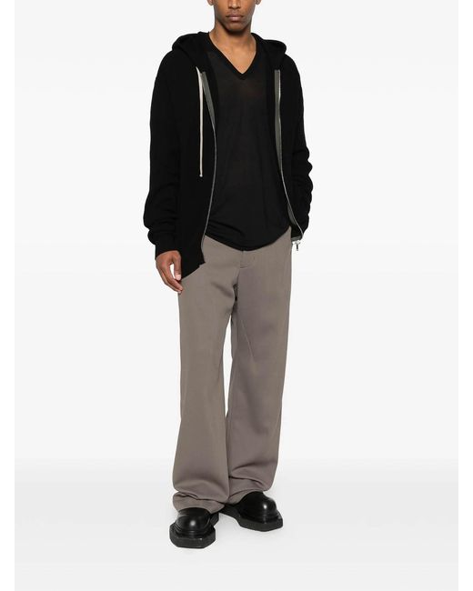 Rick Owens Black Zipped Hoodie for men