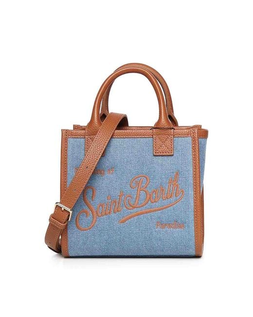 Mc2 Saint Barth Blue Mini And Leather Vanity Bag