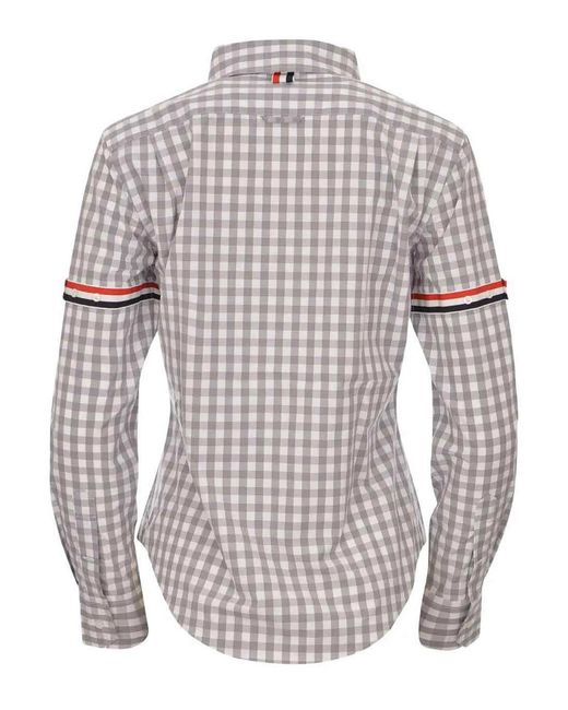 Thom Browne White Gingham Check Armbands Shirt