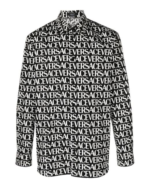 Versace Black Monogrammed Cotton Shirt for men