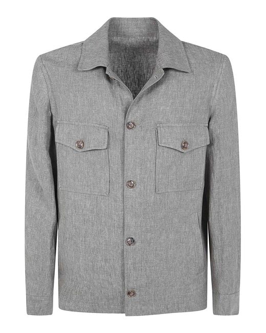 Barba Napoli Gray Park Linen Shirt for men