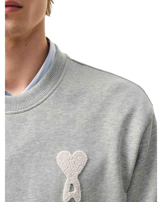AMI Gray Ami De Coeur Cotton Knit Sweatshirt for men