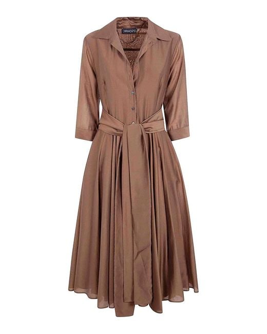 DR. HOPE Brown Long Round Dress