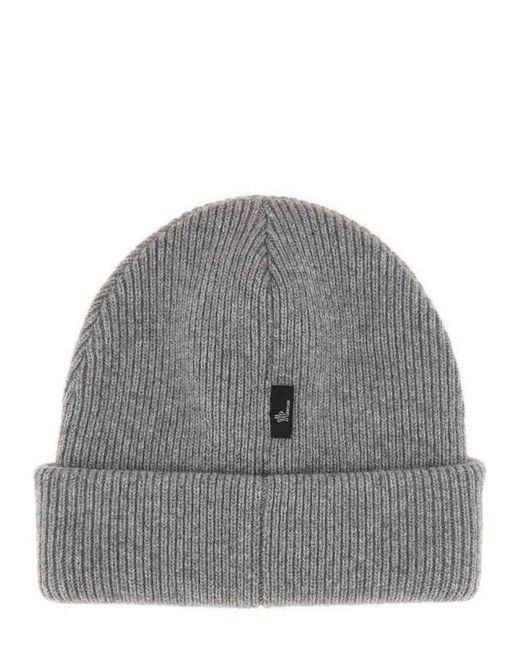 Moncler Gray Beanie Hat With Logo