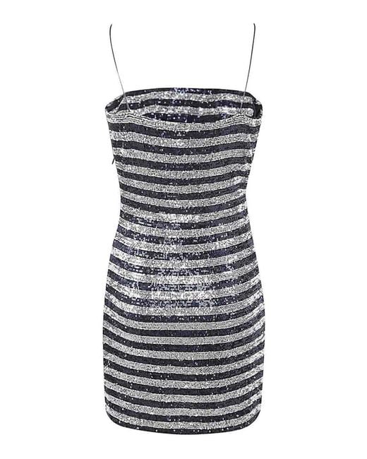 Balmain Gray Babydoll Cowl Neck Glitter Short Dress