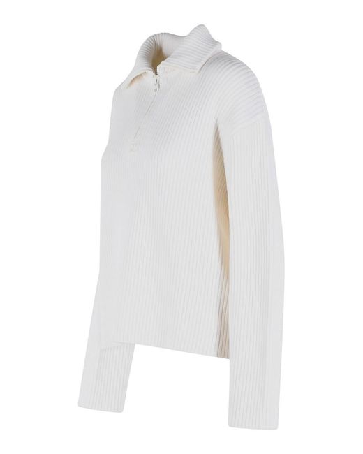Courreges White Merino Wool Sweater