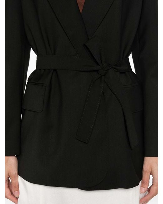 Max Mara Black Belted Woollen Cloth Blazer