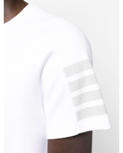 Thom Browne White 4-bar Short-sleeve T-shirt for men