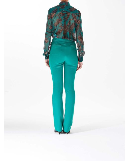 Just Cavalli Green Artiglio Cady Trousers