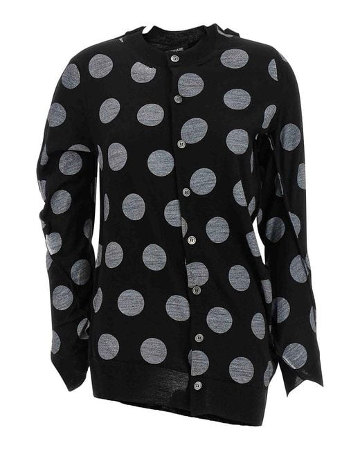 Junya Watanabe Black Polka Dot Maxi Cardigan