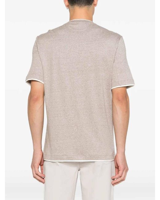 Brunello Cucinelli White T-Shirt With Faux-Layering for men