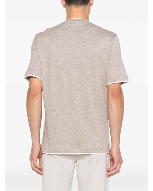 Brunello Cucinelli White T-Shirt With Faux-Layering for men