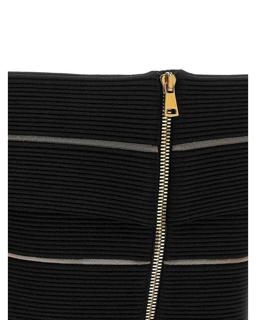 Balmain Black Off-The-Shoulder Crop Top
