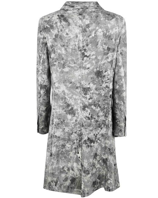 Avant Toi Gray Rever Neck Micro Mat Stitch Duster