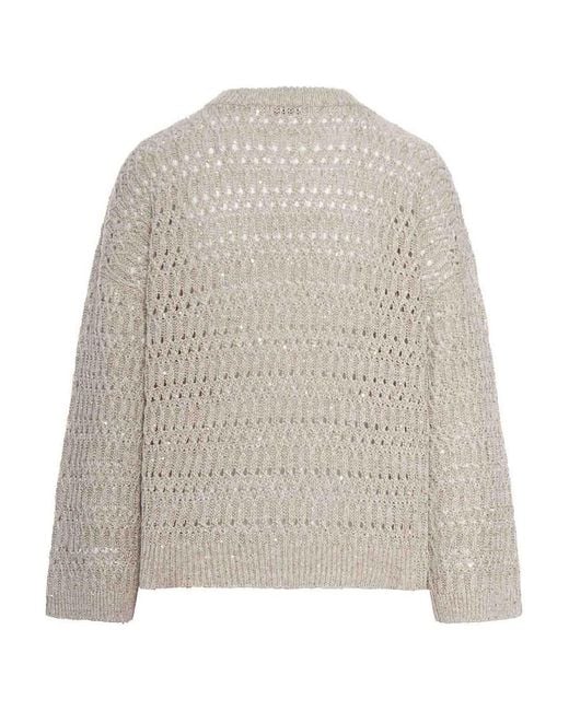 Brunello Cucinelli White Crew Neck Sweater