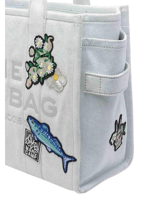 Marc Jacobs White The Camp Patchwork Denim Large Tote Bag