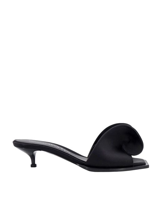 Alexander McQueen Black Satin Sandals