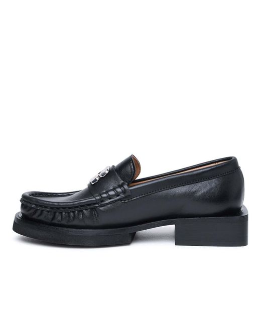 Ganni Gray Leather Loafers