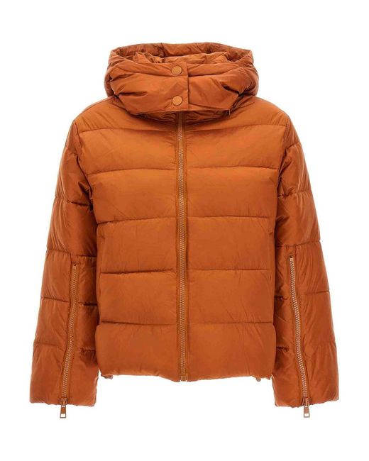 Twin Set Orange Hooded Puffer Jacket