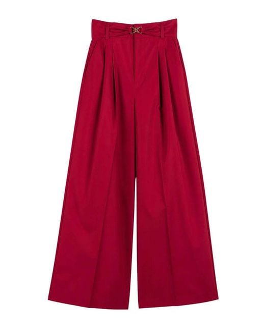 Twinset Red Loose Trousers With Detachable Belt