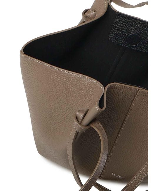 Yuzefi Brown Mochi Large Leather Tote Bag