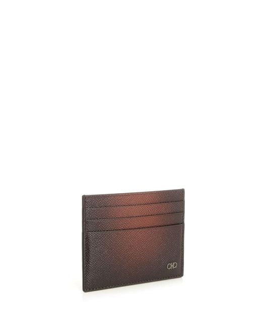 Ferragamo Brown Gancini Credit Card Holder for men