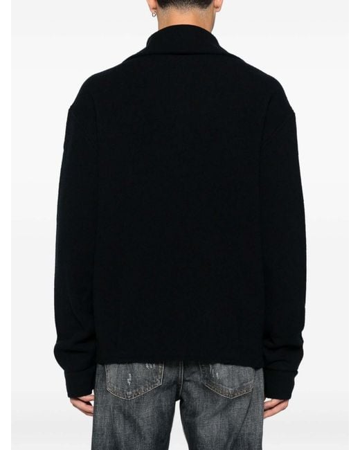 Emporio Armani Black Half Zip Turtle Neck Sweater for men