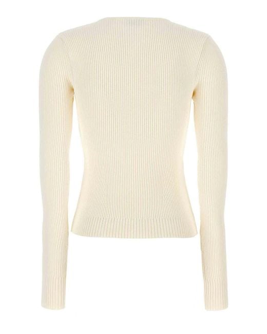 Magda Butrym White Ribbed Sweater