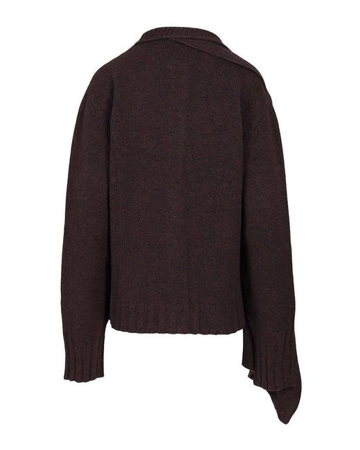 The Attico Black Cardigan With Draped Details