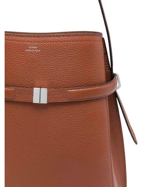 Totême Brown Belted Leather Bucket Bag