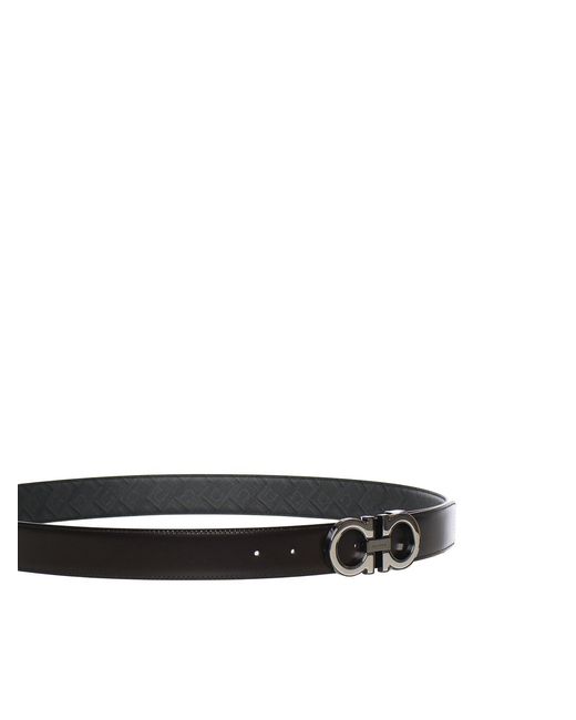 Ferragamo White Leather Gancini Belt for men
