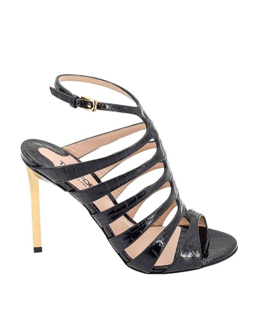 Tom Ford Metallic Leather Sandals With Croco Print