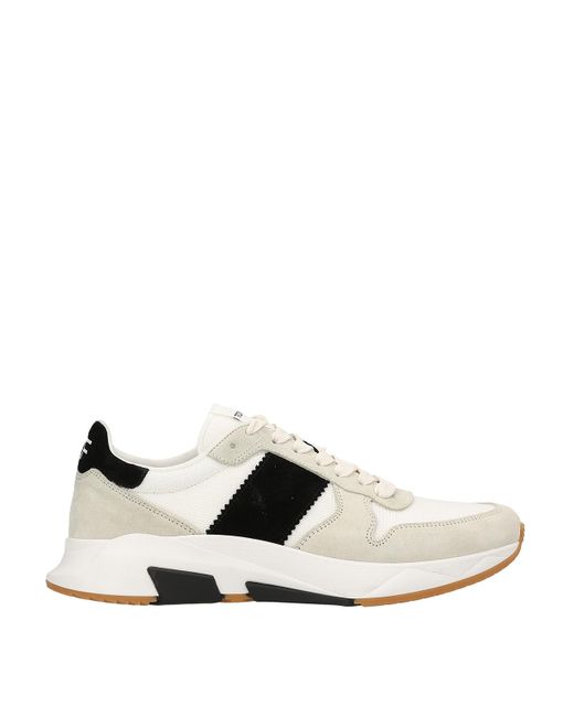 Tom Ford White Suede Logo Sneakers for men