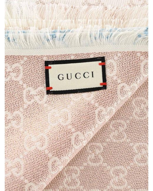 Gucci White gg Pastel Colour Jacquard Stole