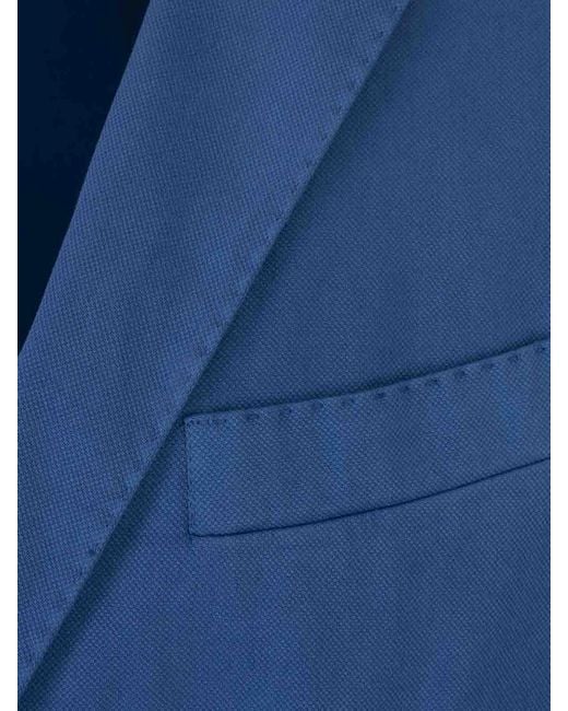 RUSSO CAPRI Blue Oxford Cotton Blazer for men